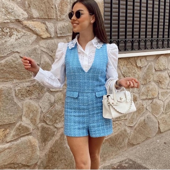 Zara Pants - Last 🔥 ZARA blue textured romper